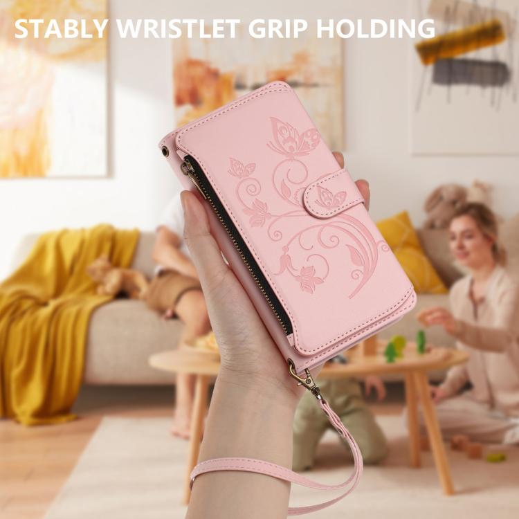 For Honor Play 70 Plus Butterfly Love Flower Multi-card Zipper Wallet Leather Phone Case