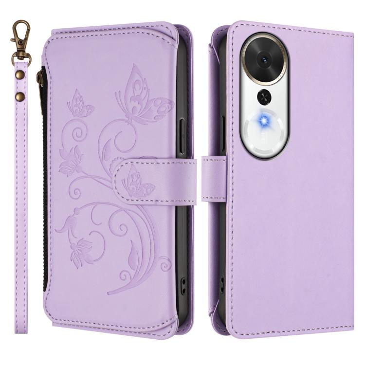 For Honor Play 70 Plus Butterfly Love Flower Multi-card Zipper Wallet Leather Phone Case