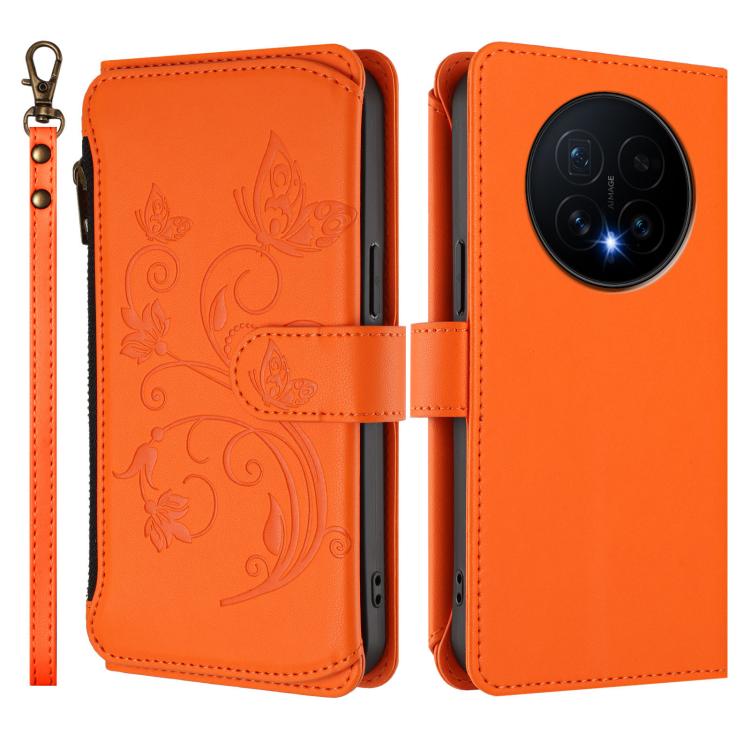 For Honor Magic8 Butterfly Love Flower Multi-card Zipper Wallet Leather Phone Case