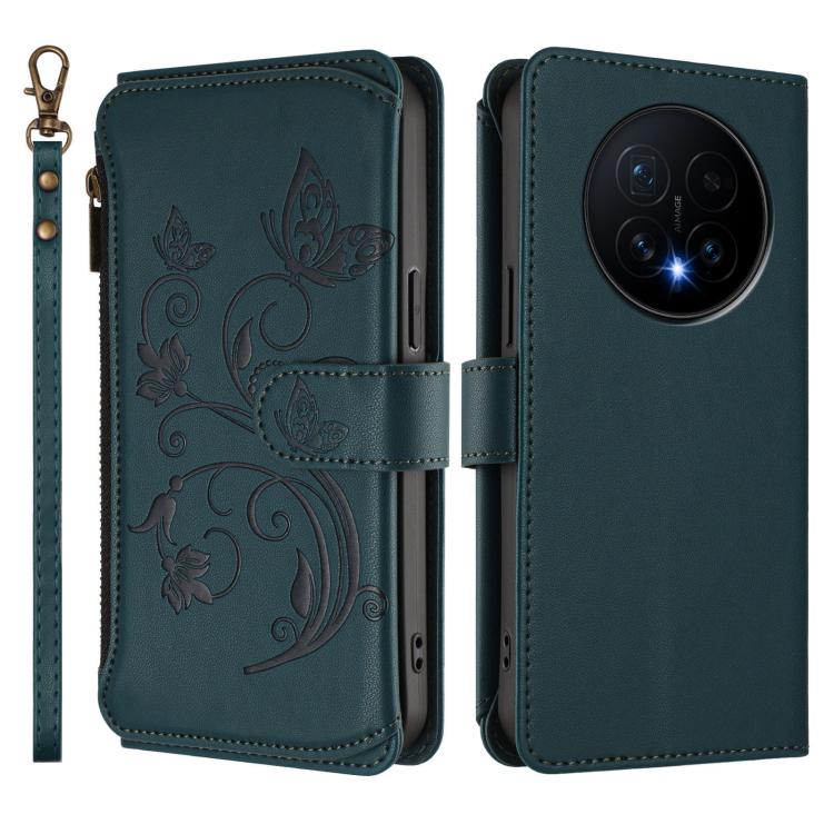 For Honor Magic8 Butterfly Love Flower Multi-card Zipper Wallet Leather Phone Case