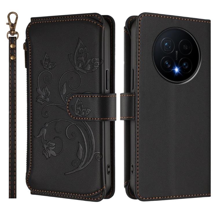 For Honor Magic8 Butterfly Love Flower Multi-card Zipper Wallet Leather Phone Case