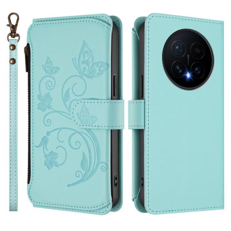For Honor Magic8 Butterfly Love Flower Multi-card Zipper Wallet Leather Phone Case