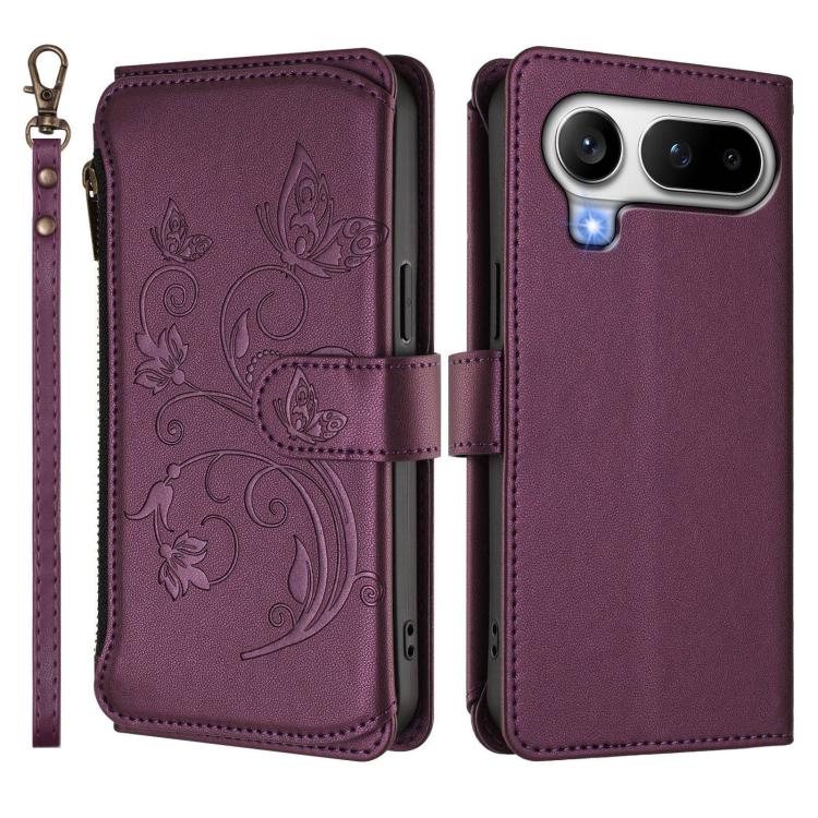 For Honor Magic8 Pro Air 5G Butterfly Love Flower Multi-card Zipper Wallet Leather Phone Case