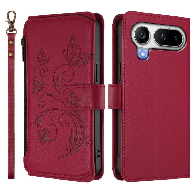 For Honor Magic8 Pro Air 5G Butterfly Love Flower Multi-card Zipper Wallet Leather Phone Case
