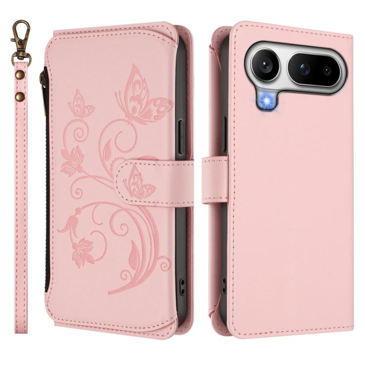 For Honor Magic8 Pro Air 5G Butterfly Love Flower Multi-card Zipper Wallet Leather Phone Case