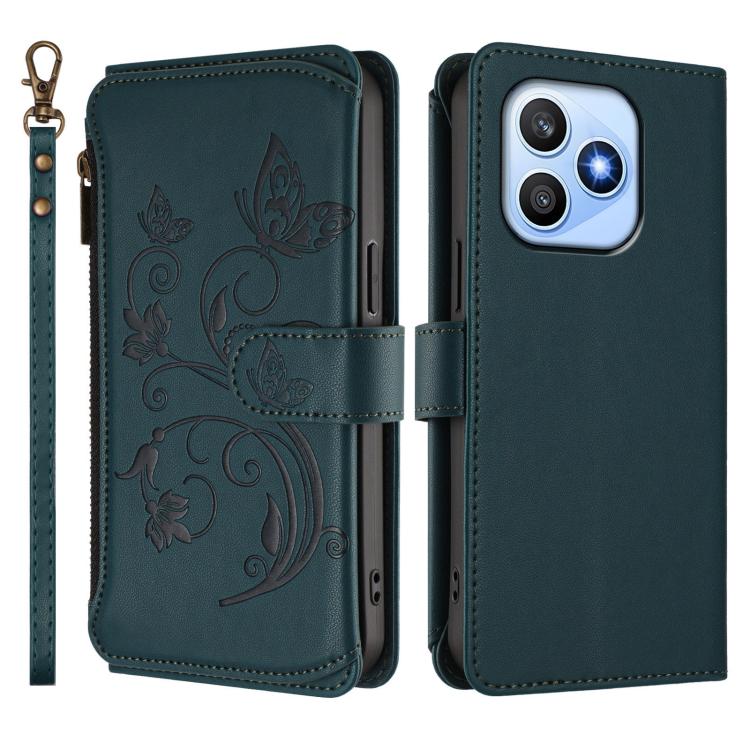 For Honor X8d 4G Global Butterfly Love Flower Multi-card Zipper Wallet Leather Phone Case