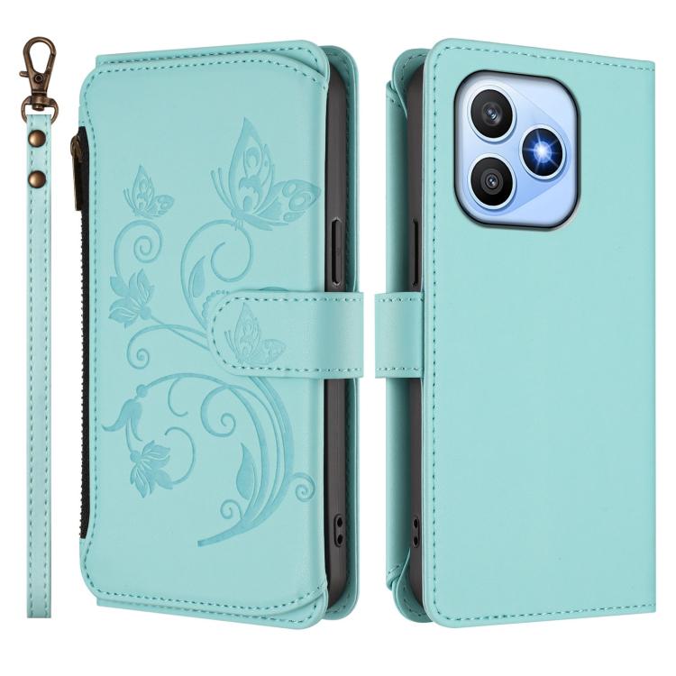 For Honor X8d 4G Global Butterfly Love Flower Multi-card Zipper Wallet Leather Phone Case