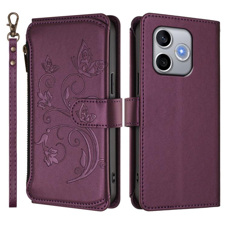 For Honor 600 Lite Global Butterfly Love Flower Multi-card Zipper Wallet Leather Phone Case