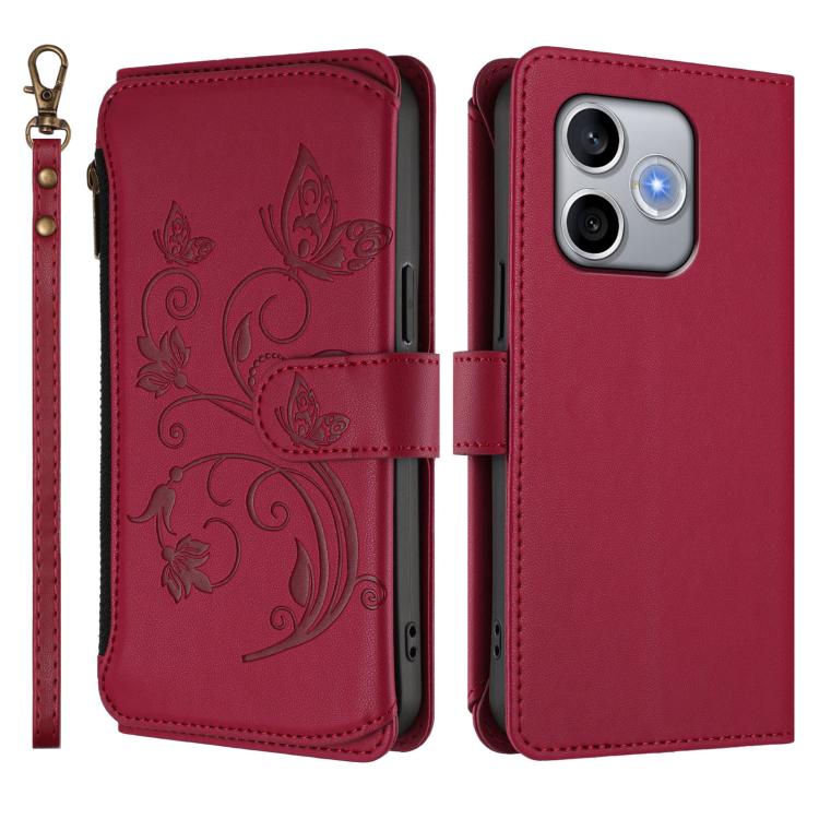 For Honor 600 Lite Global Butterfly Love Flower Multi-card Zipper Wallet Leather Phone Case