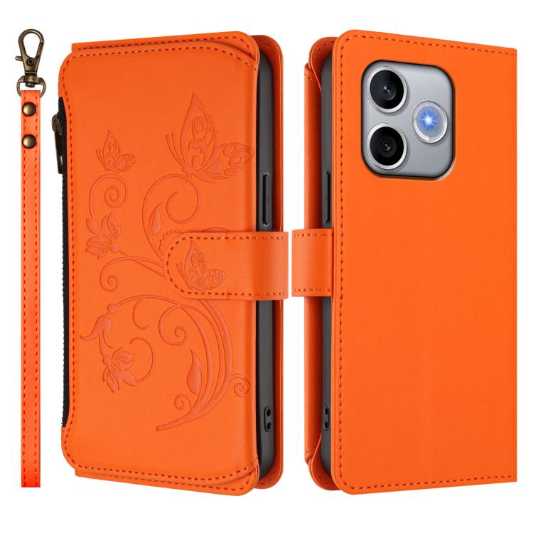 For Honor 600 Lite Global Butterfly Love Flower Multi-card Zipper Wallet Leather Phone Case