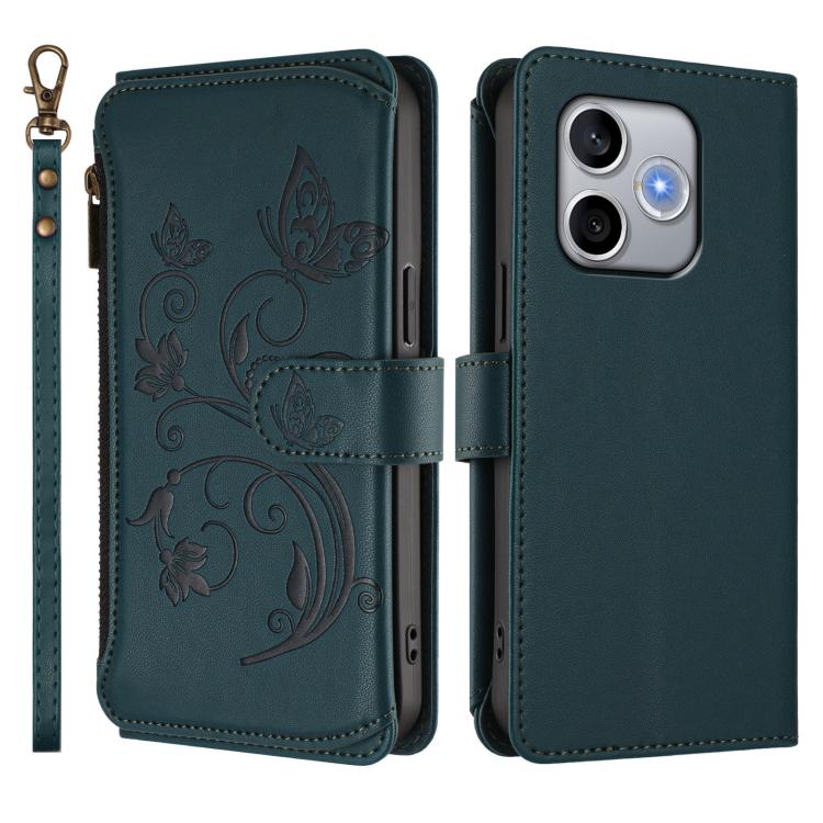 For Honor 600 Lite Global Butterfly Love Flower Multi-card Zipper Wallet Leather Phone Case