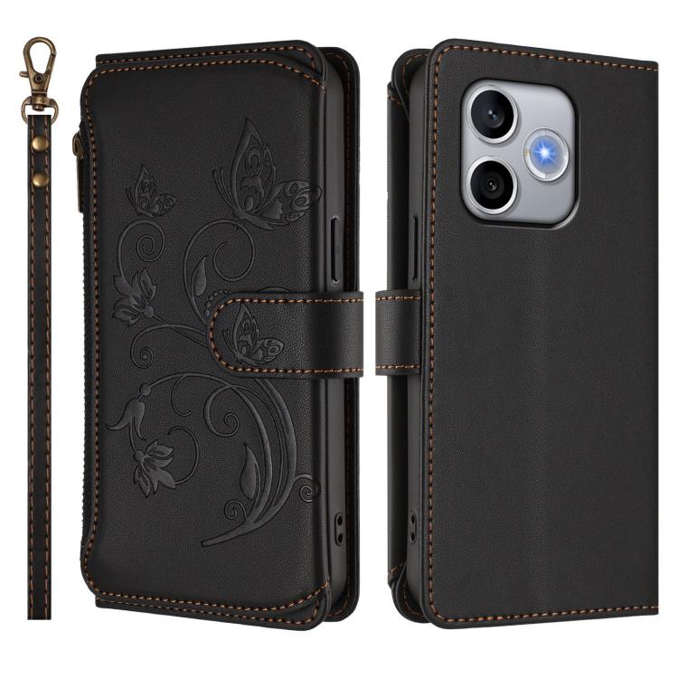 For Honor 600 Lite Global Butterfly Love Flower Multi-card Zipper Wallet Leather Phone Case