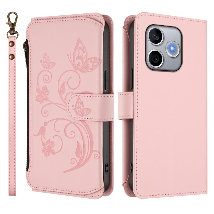 For Honor 600 Lite Global Butterfly Love Flower Multi-card Zipper Wallet Leather Phone Case