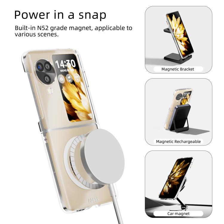 For OPPO Find N3 Flip ABEEL Transparent MagSafe Magnetic Scratch-resistant PC Phone Case - Transparent