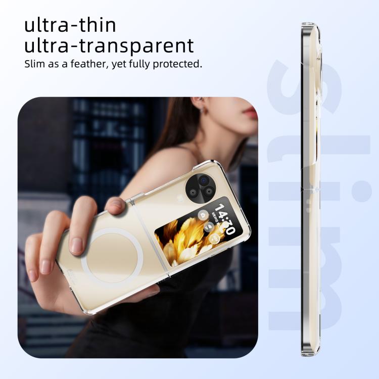 For OPPO Find N3 Flip ABEEL Transparent MagSafe Magnetic Scratch-resistant PC Phone Case - Transparent