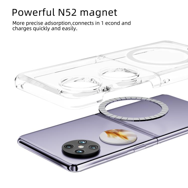 For Huawei P50 Pocket ABEEL Transparent MagSafe Magnetic Scratch-resistant PC Phone Case - Transparent