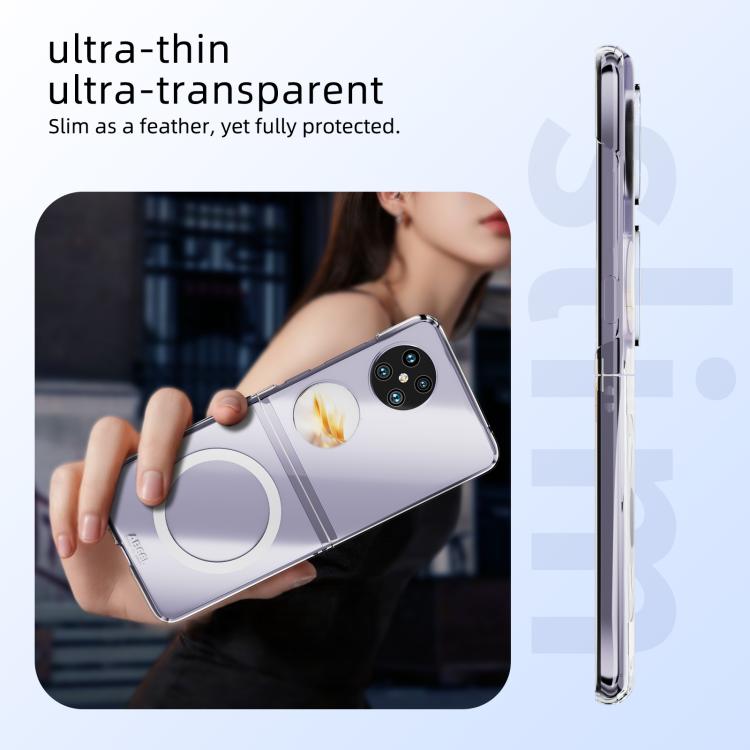 For Huawei P50 Pocket ABEEL Transparent MagSafe Magnetic Scratch-resistant PC Phone Case - Transparent