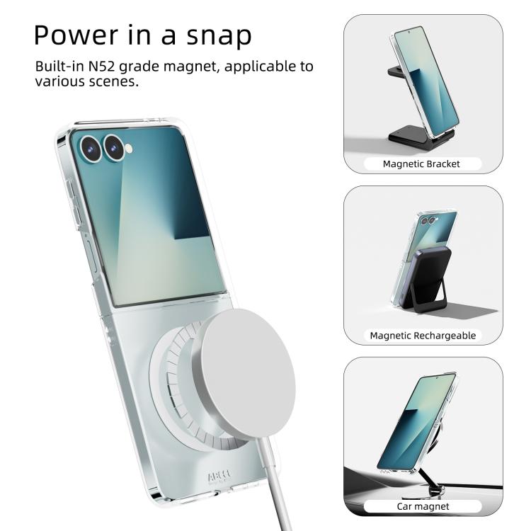 For Samsung Galaxy Z Flip4 5G ABEEL Transparent MagSafe Magnetic Scratch-resistant PC Phone Case - Transparent