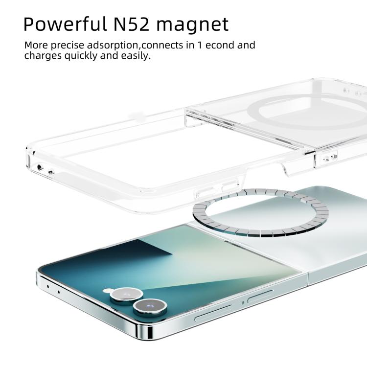 For Samsung Galaxy Z Flip5 5G ABEEL Transparent MagSafe Magnetic Scratch-resistant PC Phone Case - Transparent