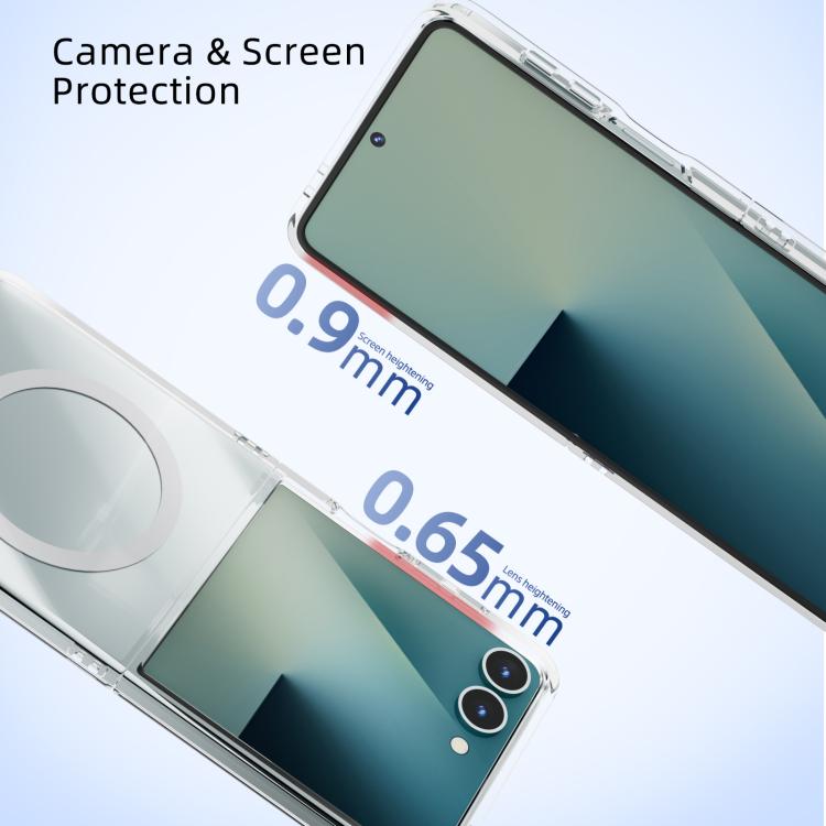 For Samsung Galaxy Z Flip5 5G ABEEL Transparent MagSafe Magnetic Scratch-resistant PC Phone Case - Transparent