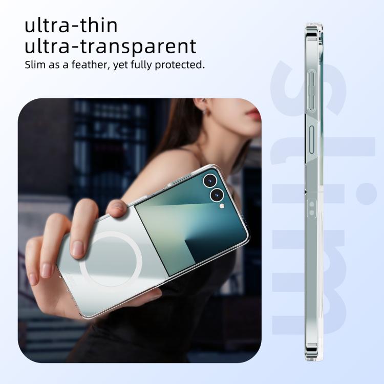 For Samsung Galaxy Z Flip5 5G ABEEL Transparent MagSafe Magnetic Scratch-resistant PC Phone Case - Transparent
