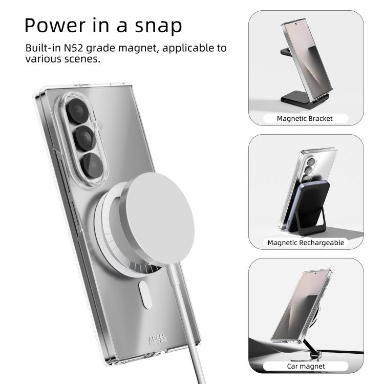 For Samsung Galaxy Z Fold7 5G ABEEL Transparent MagSafe Magnetic Scratch-resistant PC Phone Case - Transparent