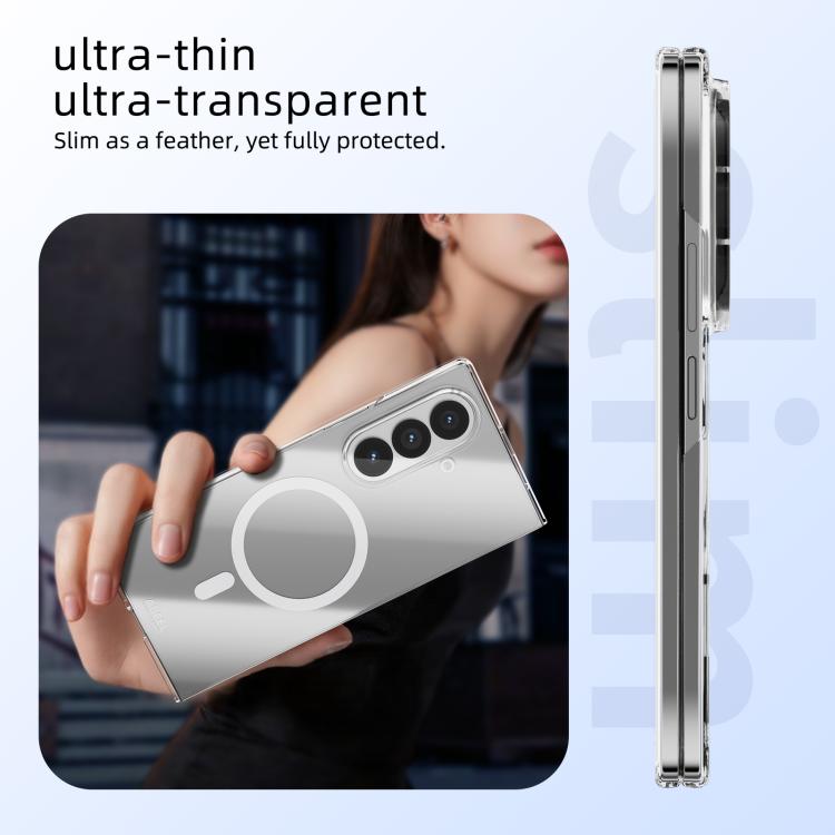 For Samsung Galaxy Z Fold7 5G ABEEL Transparent MagSafe Magnetic Scratch-resistant PC Phone Case - Transparent