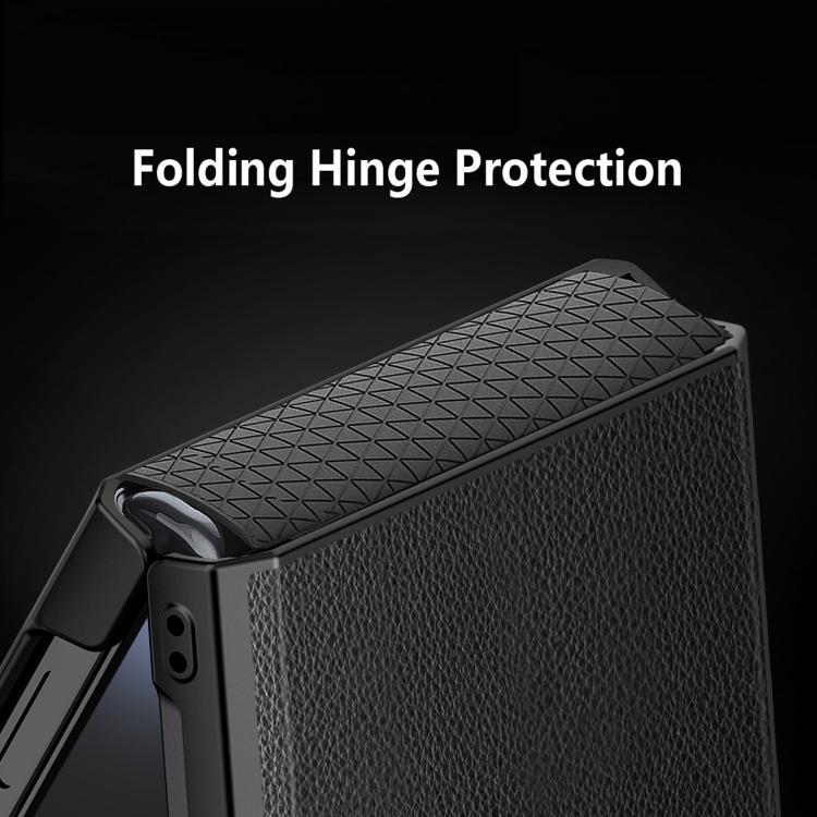 For Samsung Galaxy Z Flip7 5G Integrated Invisible Bracket Litchi Skin Pasting Phone Case