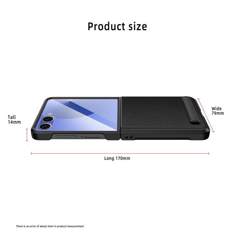 For Samsung Galaxy Z Flip7 5G Integrated Invisible Bracket Litchi Skin Pasting Phone Case