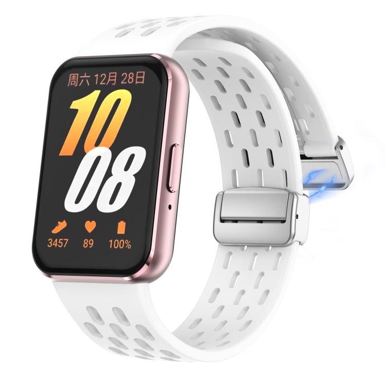 For Samsung Galaxy Fit 3 xDfind Mesh Magnetic Silver Buckle Silicone Watch Strap