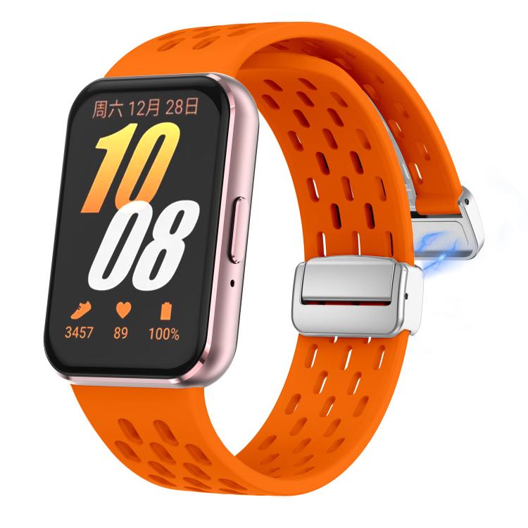 For Samsung Galaxy Fit 3 xDfind Mesh Magnetic Silver Buckle Silicone Watch Strap
