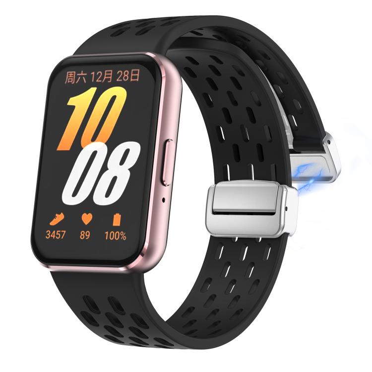 For Samsung Galaxy Fit 3 xDfind Mesh Magnetic Silver Buckle Silicone Watch Strap