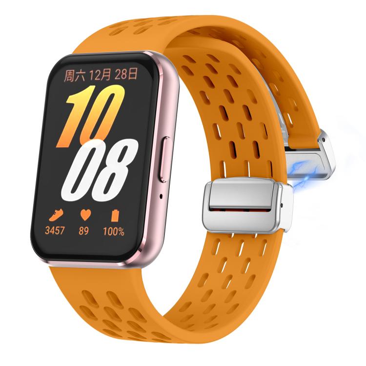 For Samsung Galaxy Fit 3 xDfind Mesh Magnetic Silver Buckle Silicone Watch Strap