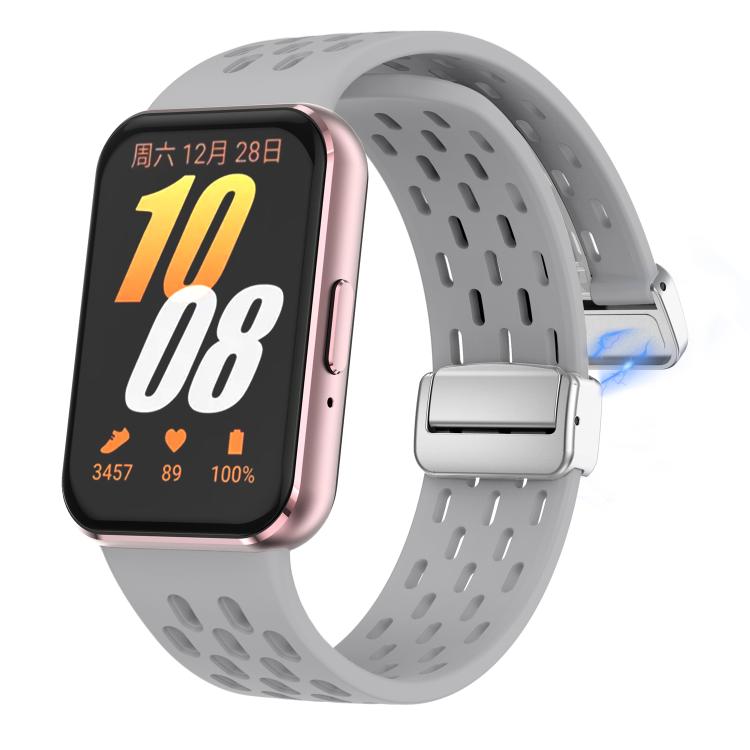 For Samsung Galaxy Fit 3 xDfind Mesh Magnetic Silver Buckle Silicone Watch Strap