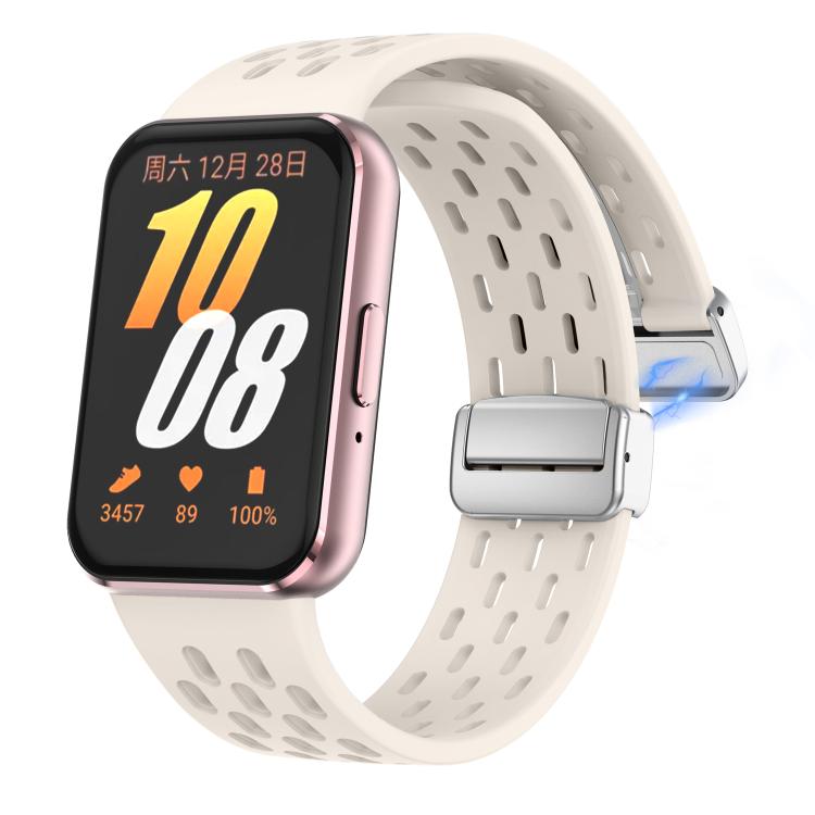 For Samsung Galaxy Fit 3 xDfind Mesh Magnetic Silver Buckle Silicone Watch Strap