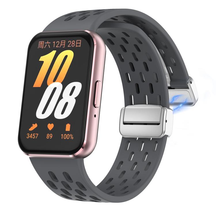 For Samsung Galaxy Fit 3 xDfind Mesh Magnetic Silver Buckle Silicone Watch Strap