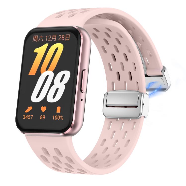 For Samsung Galaxy Fit 3 xDfind Mesh Magnetic Silver Buckle Silicone Watch Strap