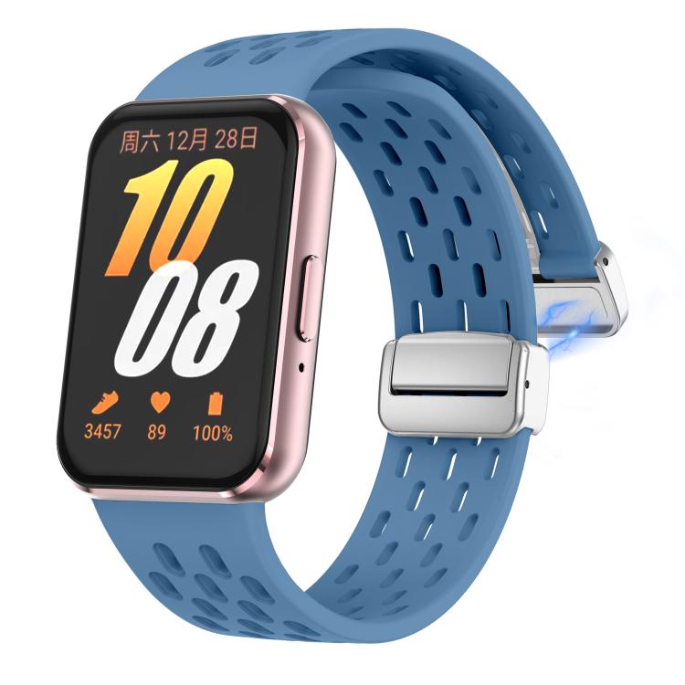 For Samsung Galaxy Fit 3 xDfind Mesh Magnetic Silver Buckle Silicone Watch Strap