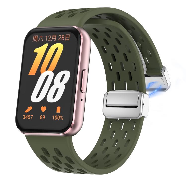 For Samsung Galaxy Fit 3 xDfind Mesh Magnetic Silver Buckle Silicone Watch Strap