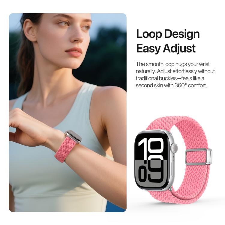 For Apple Watch 38 / 40 / 41 / S10 42mm DUX DUCIS Mixture Ultra Series Magnetic Buckle Nylon Braided Strap - Hot Pink