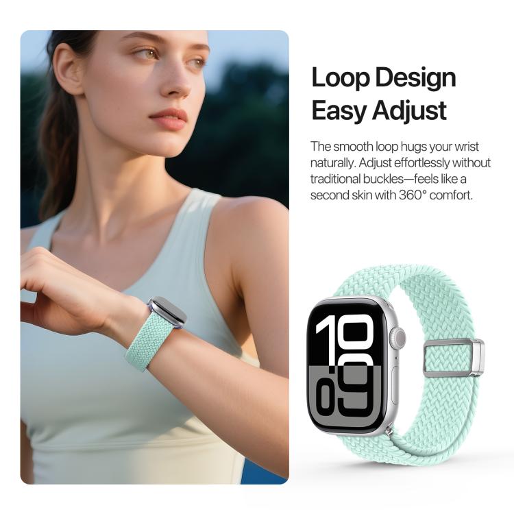 For Apple Watch 38 / 40 / 41 / S10 42mm DUX DUCIS Mixture Ultra Series Magnetic Buckle Nylon Braided Strap - Mint Green