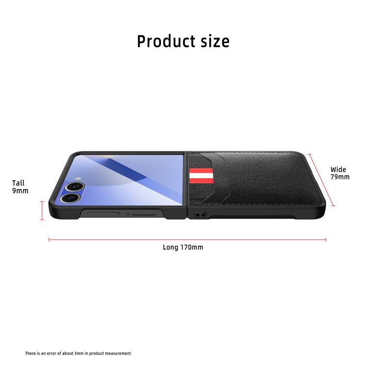 For Samsung Galaxy Z Flip7 5G Integrated Webbing Card Slot Les Film Litchi Skin Pasting Phone Case