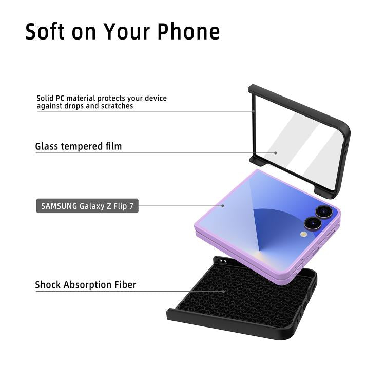 For Samsung Galaxy Z Flip7 5G Integrated Webbing Card Slot Les Film Litchi Skin Pasting Phone Case