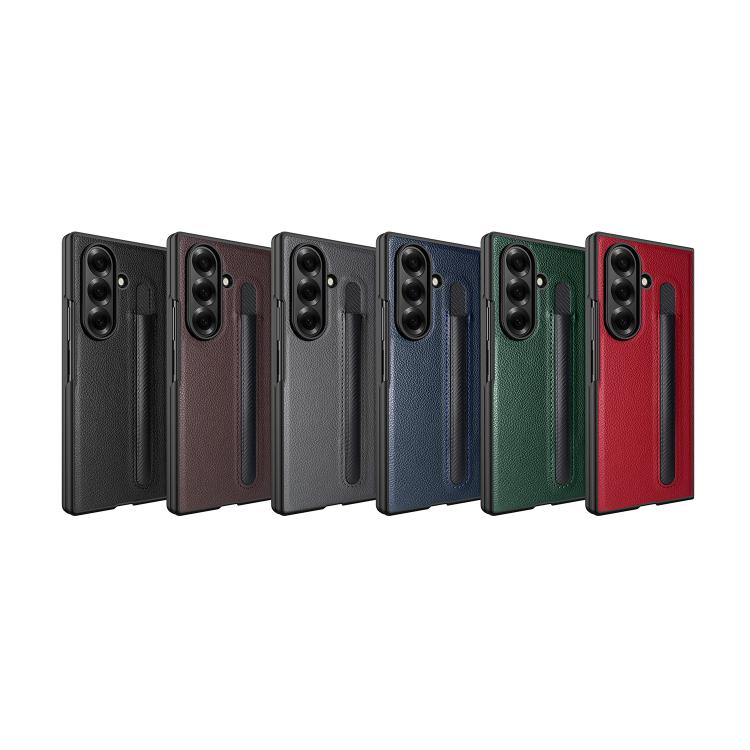 For Samsung Galaxy Z Fold7 5G Integrated Litchi Skin Phone Case With Pen Slot, Without Pen