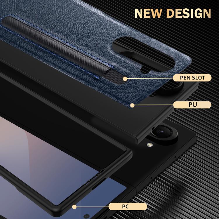 For Samsung Galaxy Z Fold7 5G Integrated Litchi Skin Phone Case With Pen Slot, Without Pen