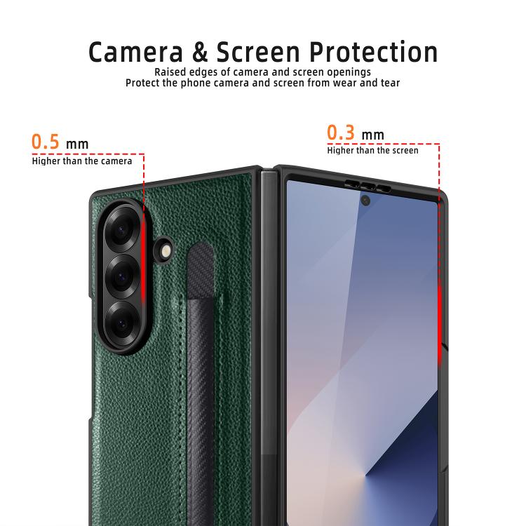 For Samsung Galaxy Z Fold7 5G Integrated Litchi Skin Phone Case With Pen Slot, Without Pen