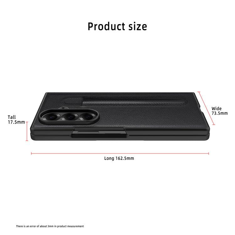 For Samsung Galaxy Z Fold7 5G Integrated Litchi Skin Phone Case With Pen Slot, Without Pen