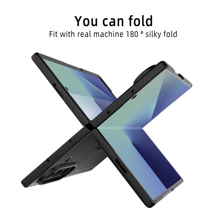 For Samsung Galaxy Z Fold7 5G Integrated Webbing Card Slot Litchi Skin Pasting Phone Case