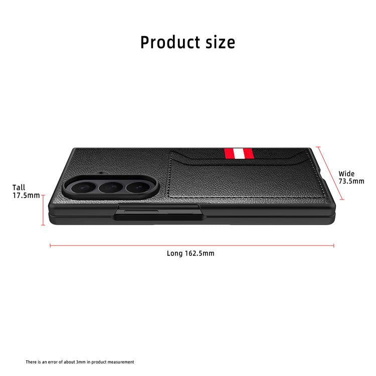 For Samsung Galaxy Z Fold7 5G Integrated Webbing Card Slot Litchi Skin Pasting Phone Case