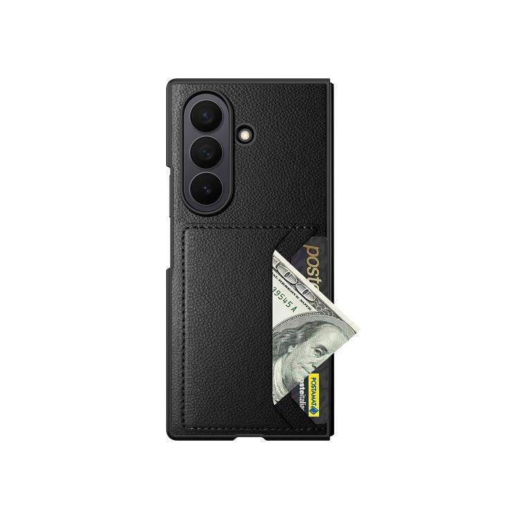 For Samsung Galaxy Z Fold7 5G Integrated Webbing Card Slot Litchi Skin Pasting Phone Case